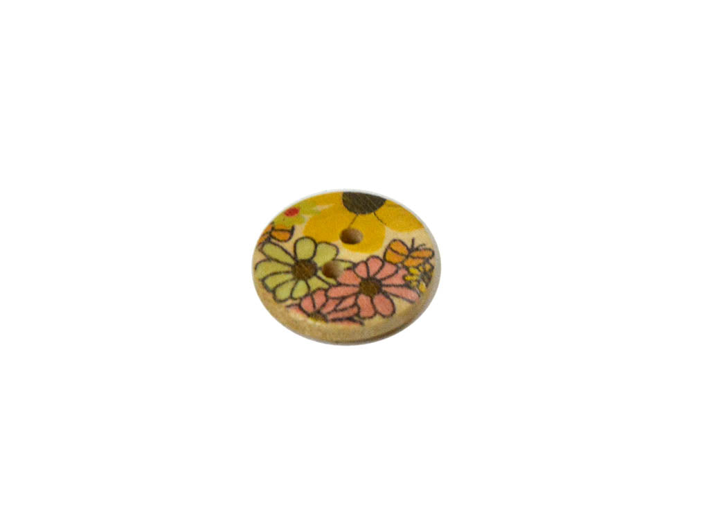 Multicolour Floral Printed 2 Hole Wooden Buttons9