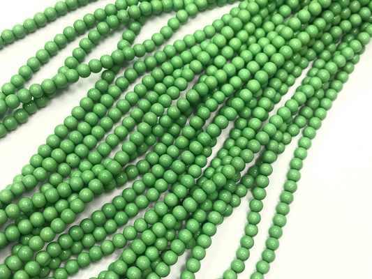 Green Opaque Round Rocaille Glass Seed Beads-4mm