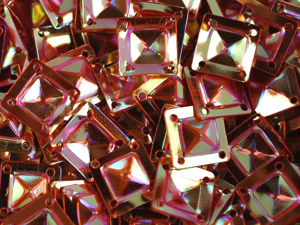 Rose Gold 4 Hole Square Shape Plastic Sequins (1809418682402)