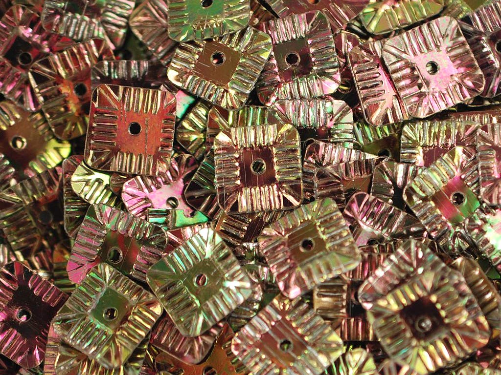 Copper Metallic 1 Hole Square Plastic Sequins (1809417273378)