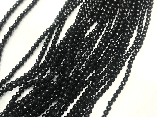 Jet Black Opaque Round Rocaille Glass Seed Beads-4mm