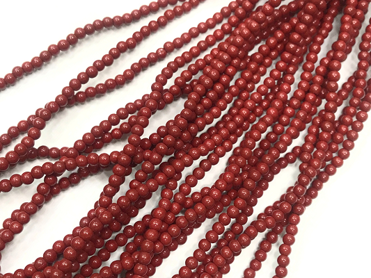 Deep Red Opaque Round Rocaille Glass Seed Beads-4mm