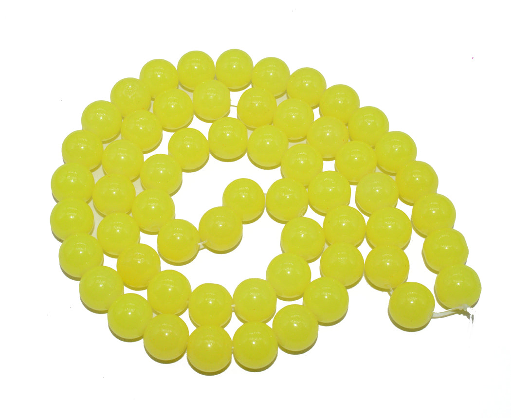 Light Yellow Round Painted Glass Beads