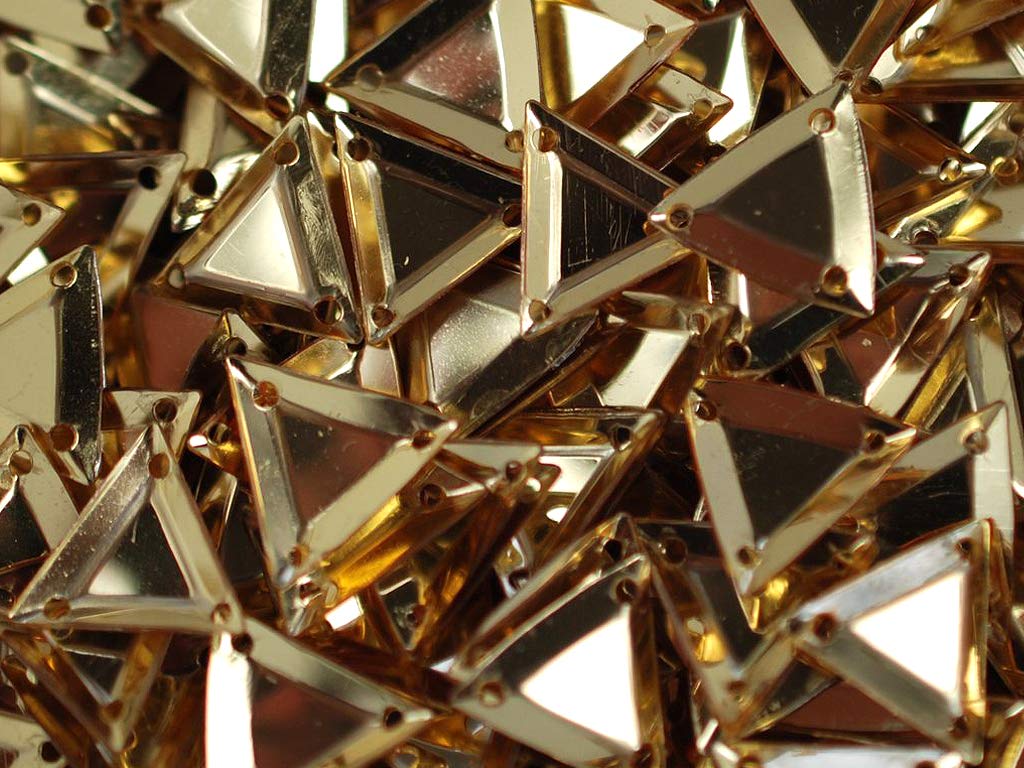 Golden 3 Hole Triangular Plastic Sequins (1809418354722)