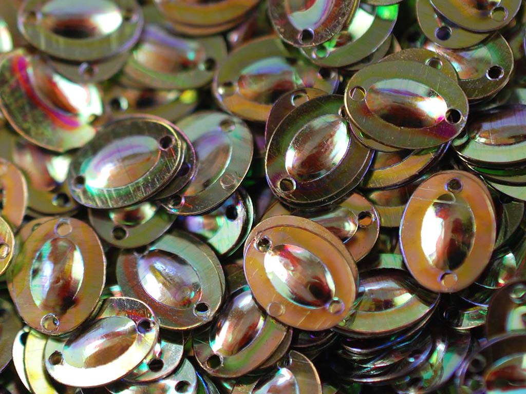 Rose Gold Metallic 2 Hole 3-D Oval Plastic Sequins (1809422254114)