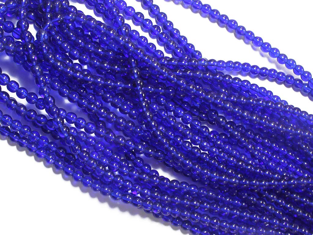 Blue Round Pressed Glass Beads (1709208371234)