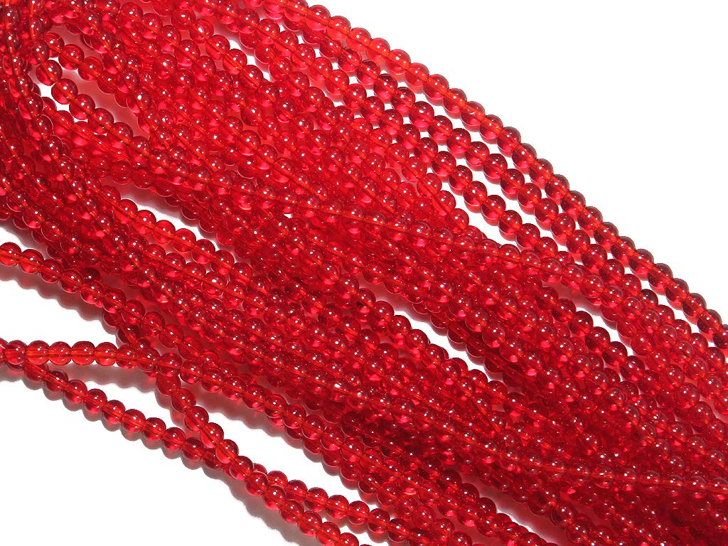 Red Round Pressed Glass Beads (1709208764450)