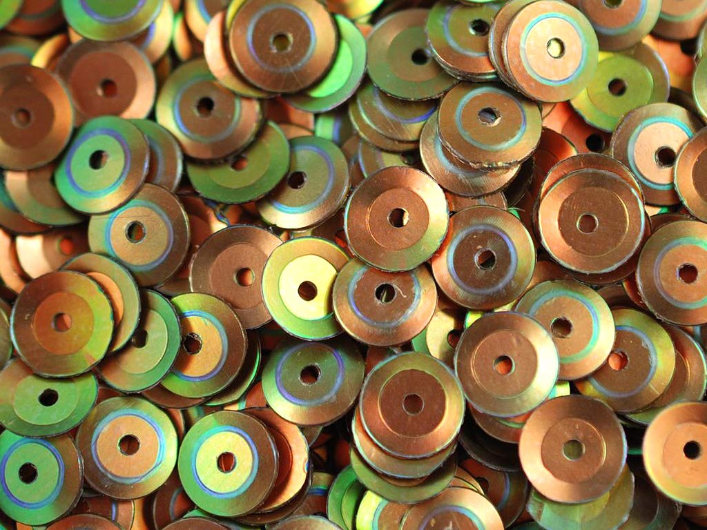Copper Metallic 1 Hole Circular Plastic Sequins (1809416945698)
