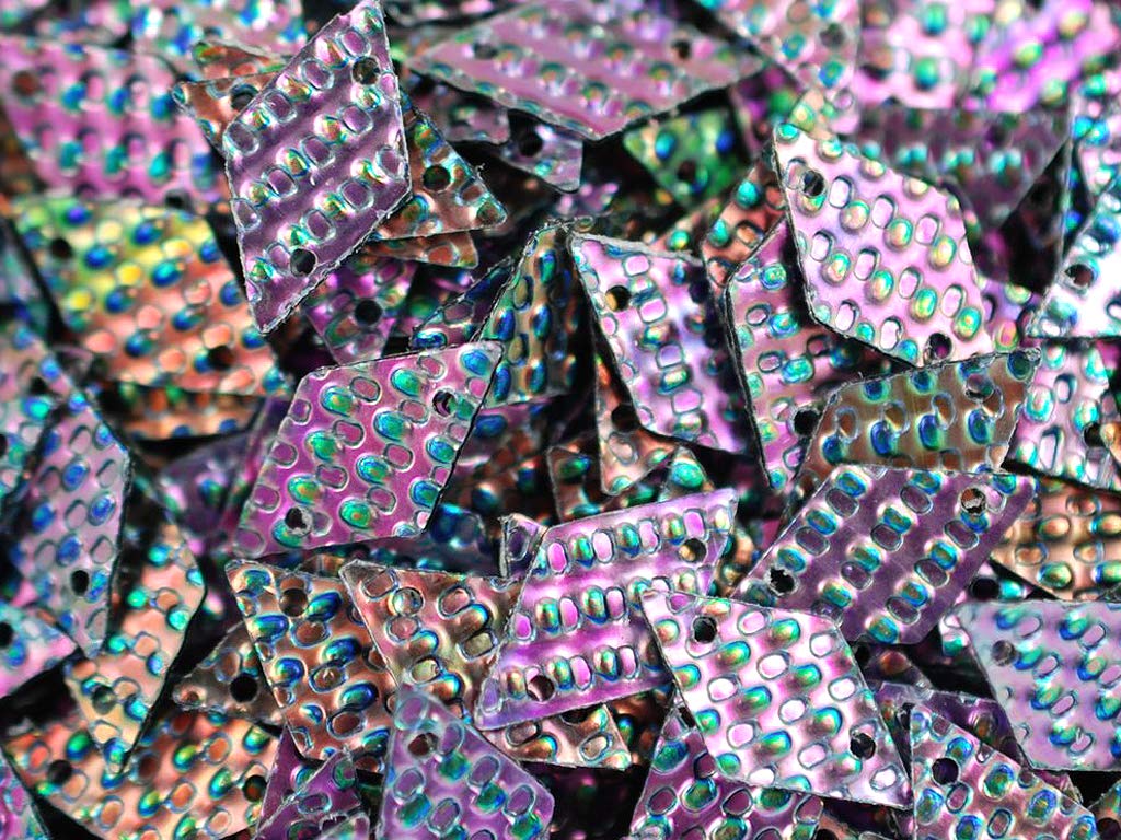 Purple 2 Hole Diamond Shape Plastic Sequins (1809423663138)