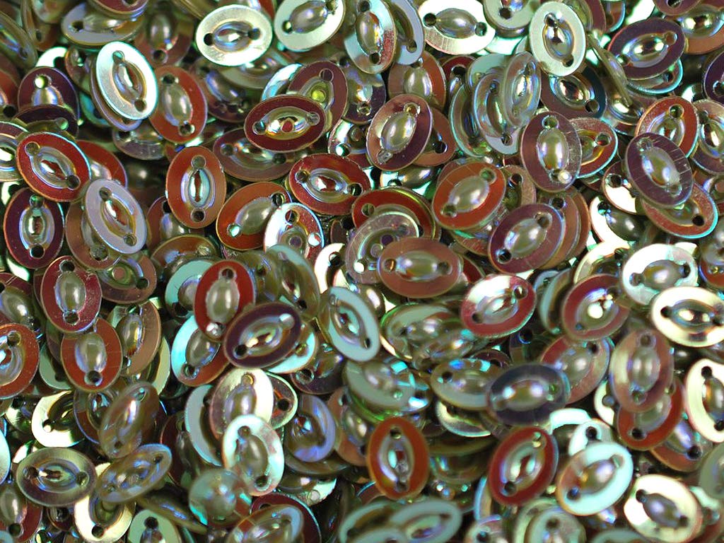 Silver 2 Hole 3-D Oval Plastic Sequins (1809421664290)