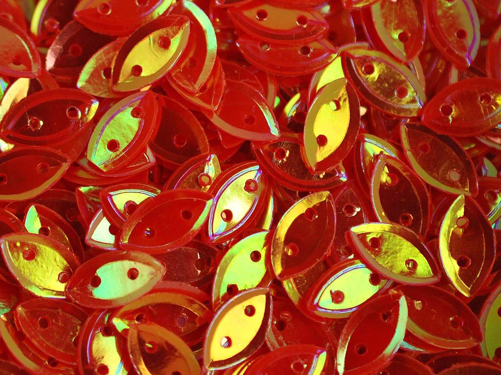 Red Metallic 2 Hole Leaf Shape Plastic Sequins (1809418453026)