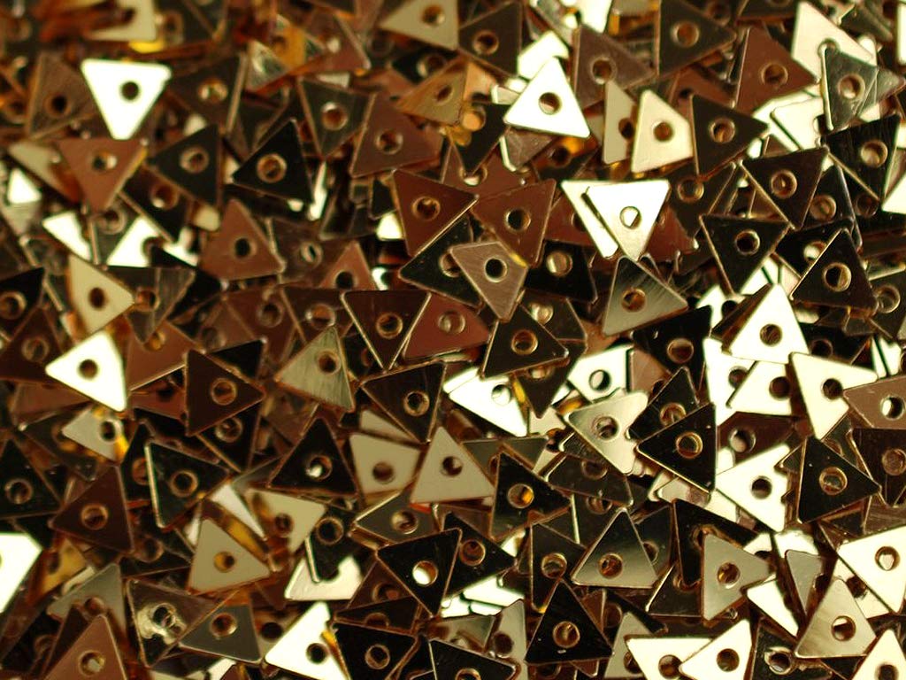Golden Metallic 1 Hole Triangular Plastic Sequins (1809421434914)