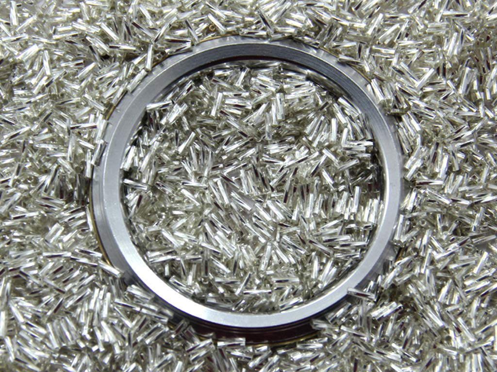 Silver Twisted Bugle Glass Beads (1529881755682)