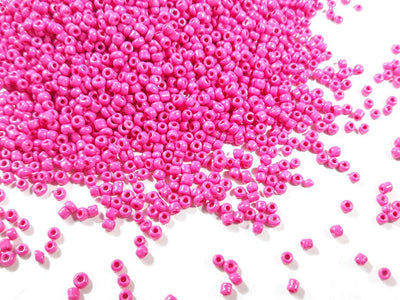 Bright Pink Opaque Round Rocailles Seed Beads (1620431044642)