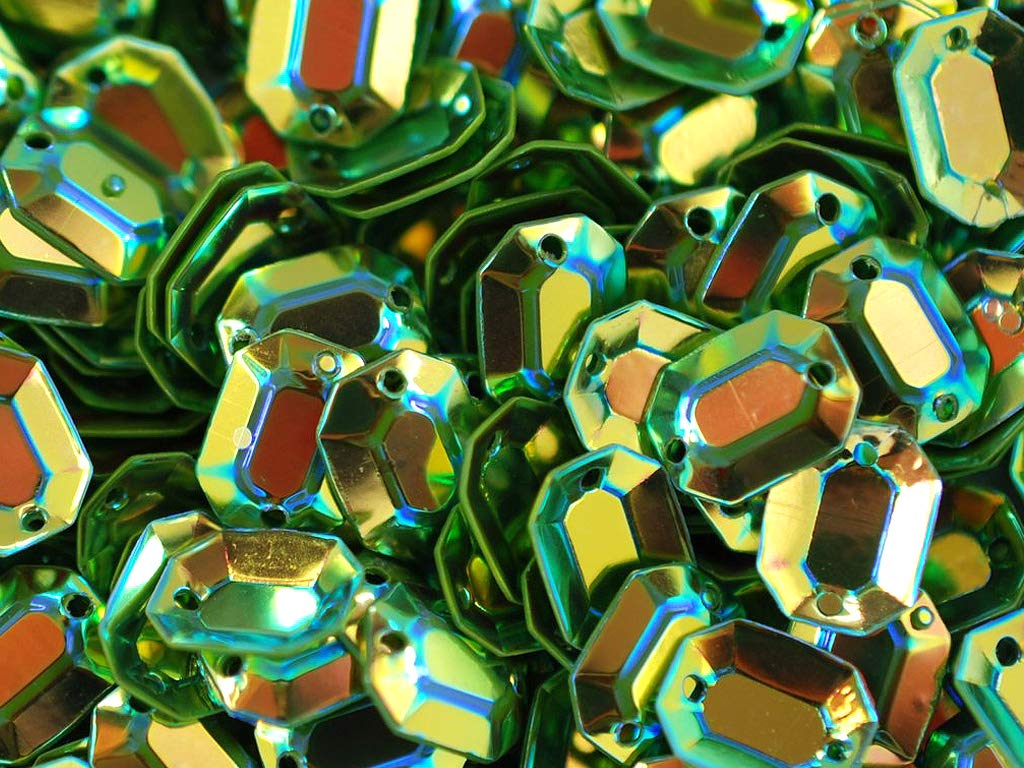 Green-Golden 2 Hole Octagonal Plastic Sequins (1809422057506)