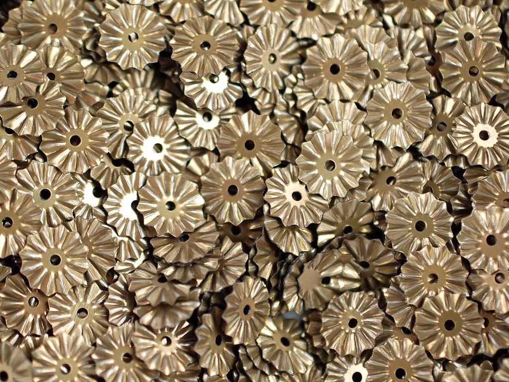 Dull Golden 1 Hole Flower Shape Plastic Sequins (1809420812322)