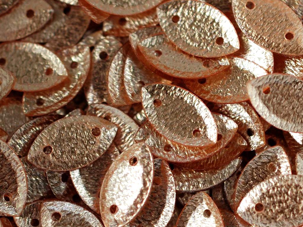 Copper 2 Hole Leaf Shape Plastic Sequins (1809415831586)