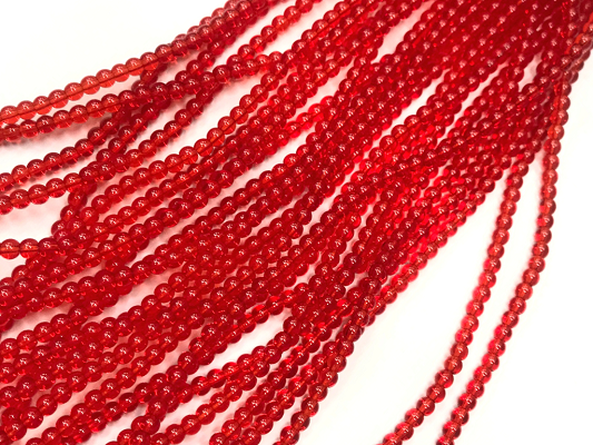 Red Transparent Spherical Glass Beads-4mm