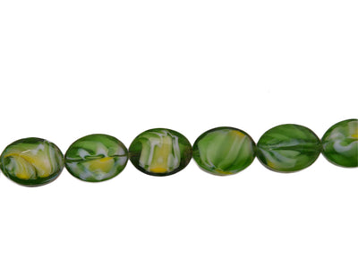 Dark Green Yellow and White Double Tone Designer Glass Beads