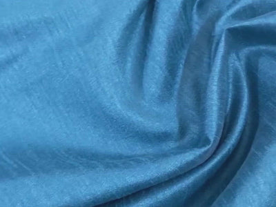 Peacock Blue Plain Bangalore Raw Silk Fabric