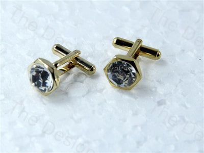 hexagon-round-stone-design-silver-golden-metallic-cufflinks