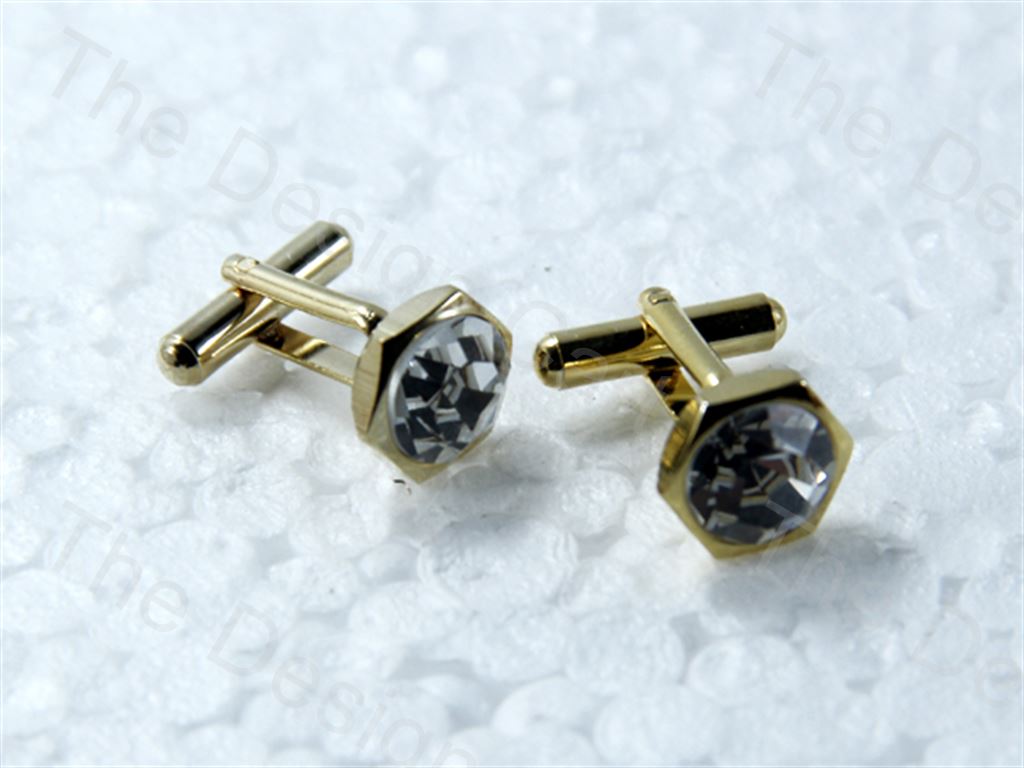 hexagon-round-stone-design-silver-golden-metallic-cufflinks