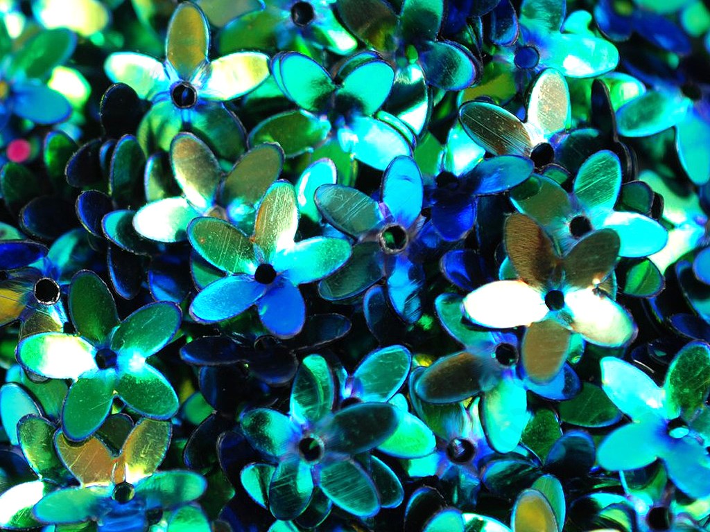 Blue Green 1 Hole Flower Shape Plastic Sequins | The Design Cart (1809422483490)