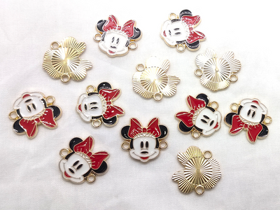 Black Red Minnie Mouse Designer Metal Charms