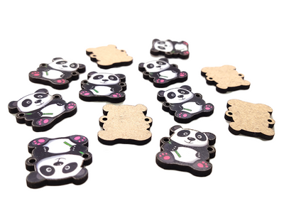 Black Panda Designer MDF Wooden Embellishment