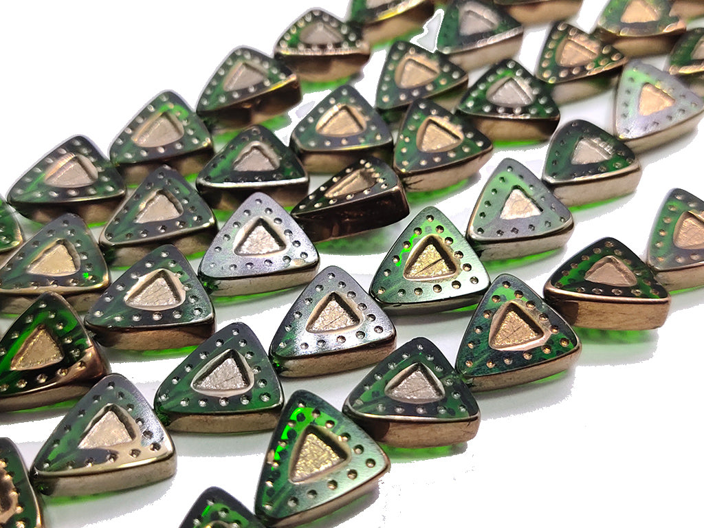 Green Triangle Crystal Beads