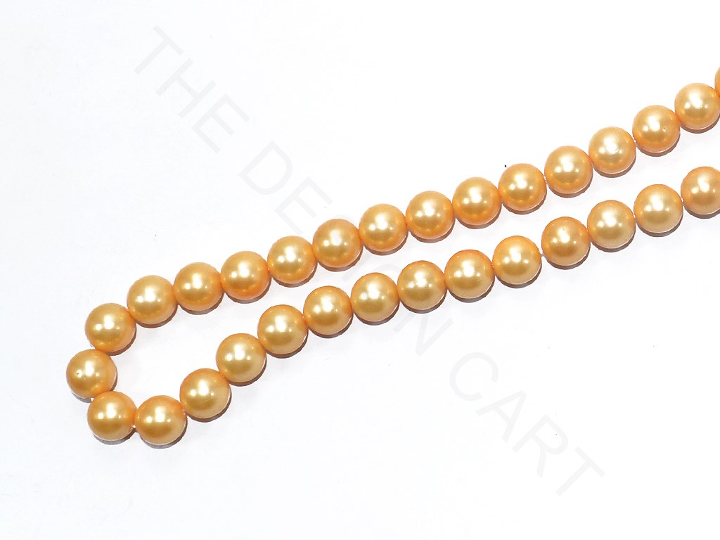 Golden Round Shell Pearls (10 mm) | The Design Cart