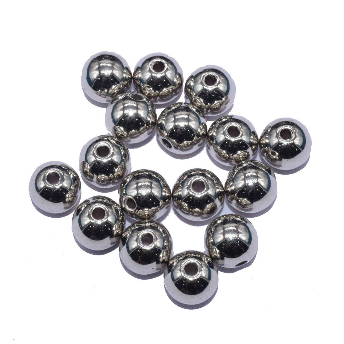 Silver Designer Circular Acrylic Beads - 13 mm