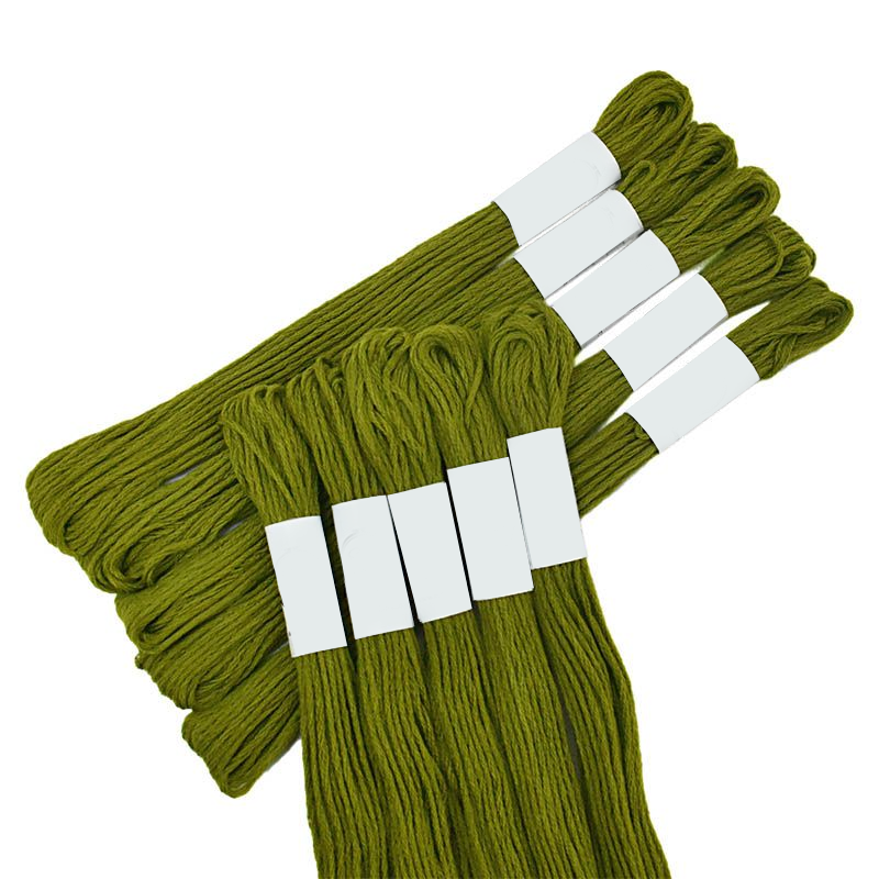 olivegreencolorhandembroiderystrandedcottonthreads