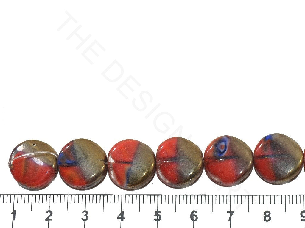 Red Golden Round Designer Glass Beads | The Design Cart (3824459481122)