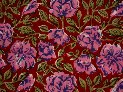 precut-1-metre-red-pink-kalamkari-handblocked-cotton-fabric