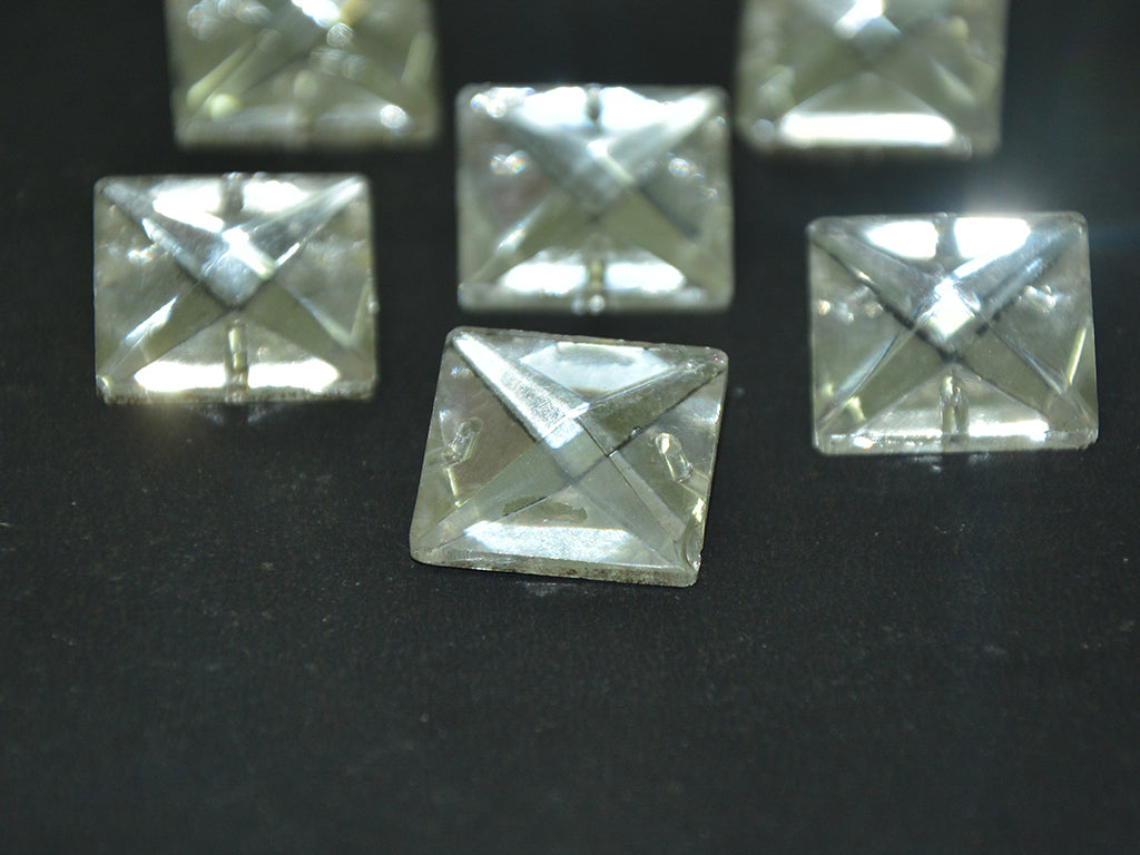 Square Transparent 2 Hole Glass Stones 1