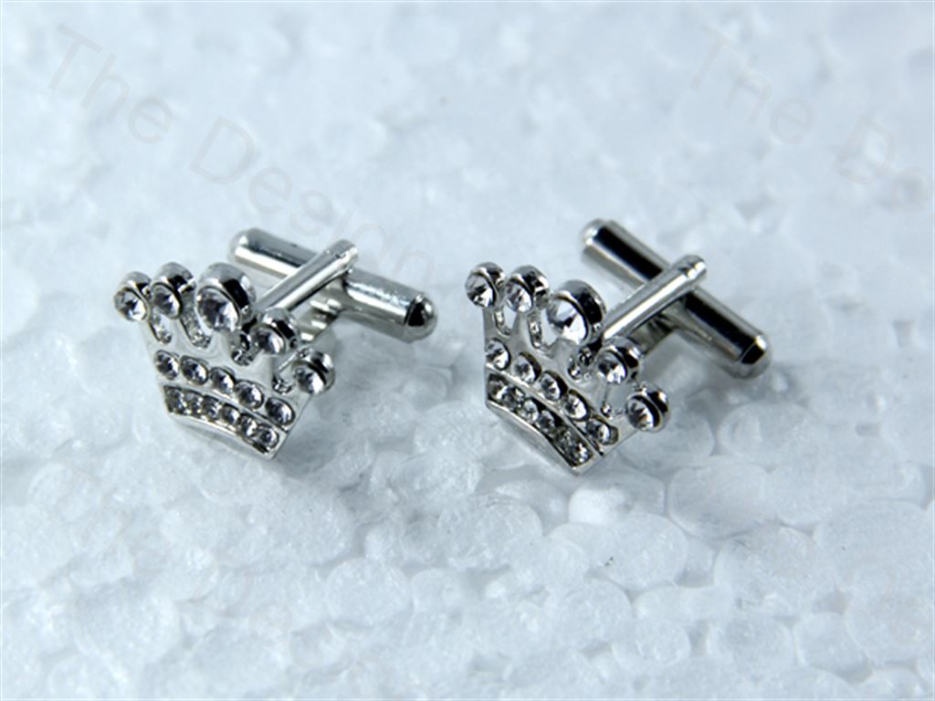 square-crown-design-silver-metallic-cufflinks