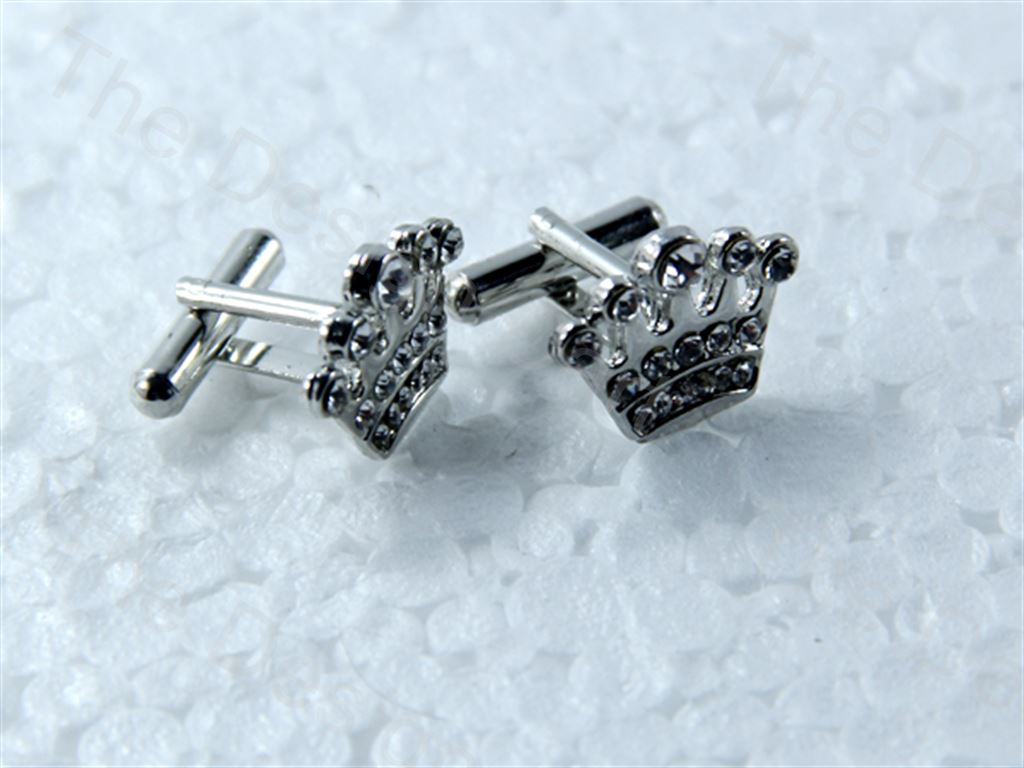 square-crown-design-silver-metallic-cufflinks