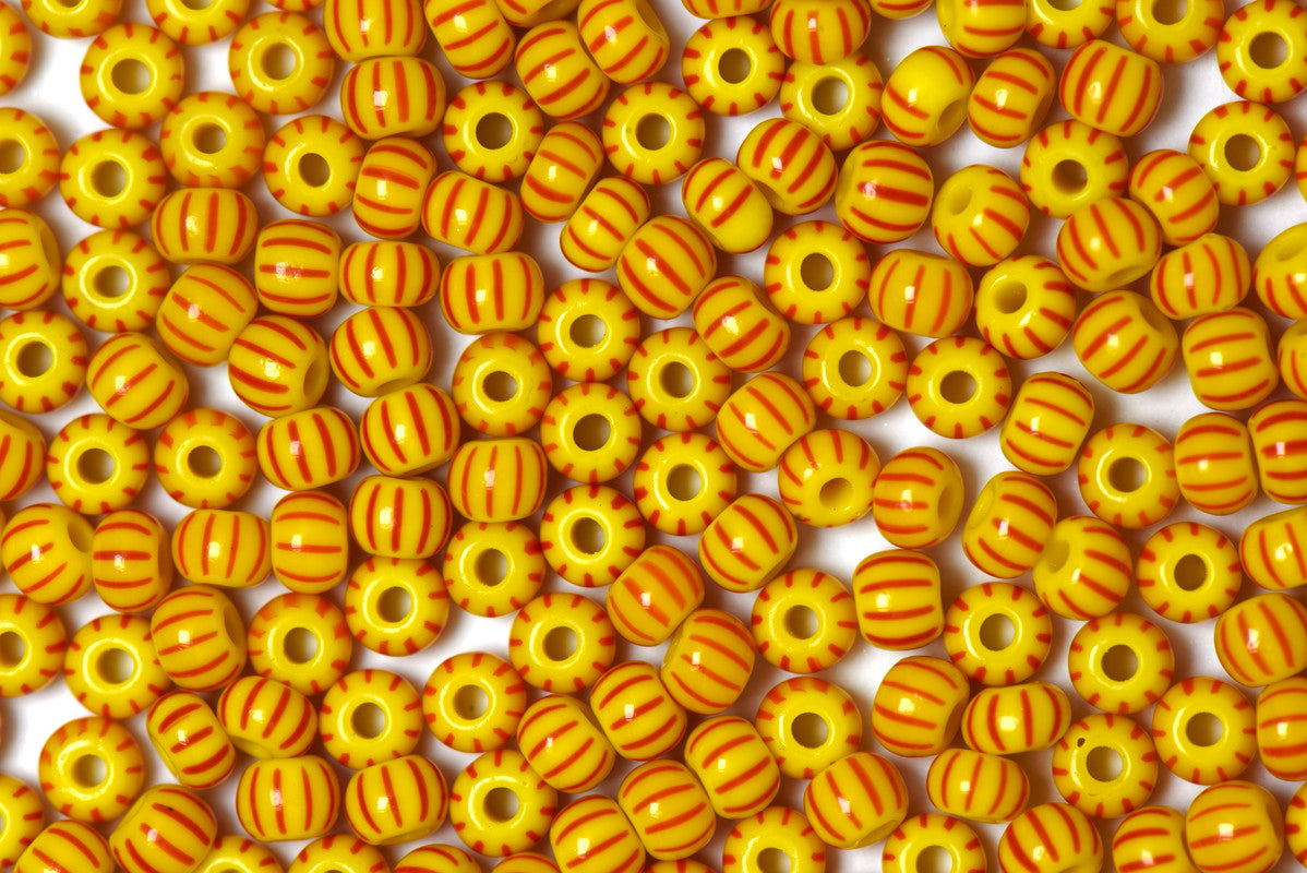 Yellow & Red Preciosa Stripes Seeds Beads