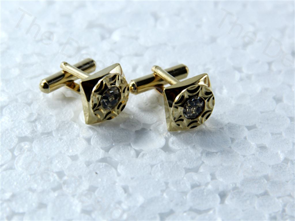 square-flower-stone-design-golden-silver-metallic-cufflinks