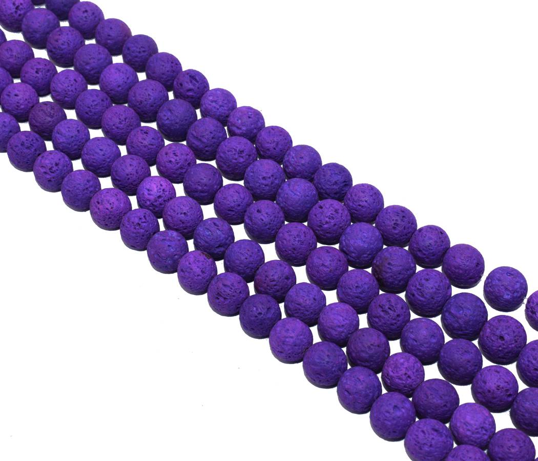 Indigo Purple Circular Natural Stone Lava Beads- 10 mm
