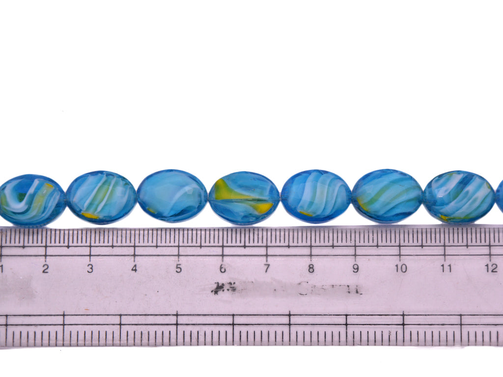 Light Blue Yellow Double Tone Designer Glass Beads