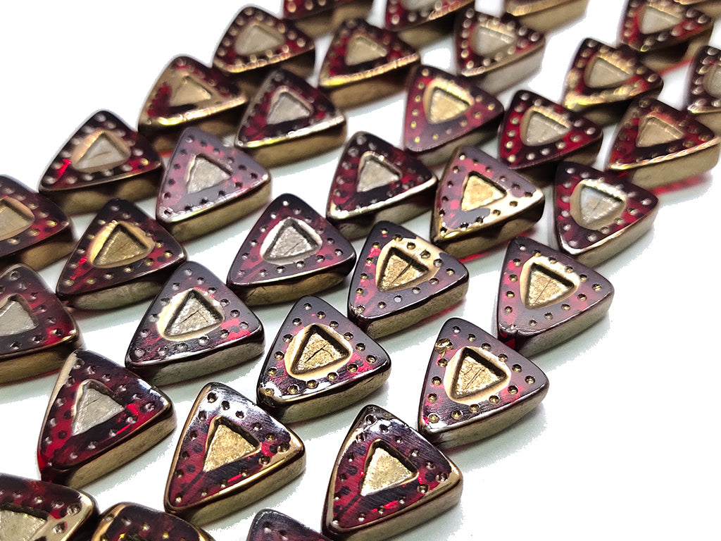 Maroon Triangle Crystal Beads