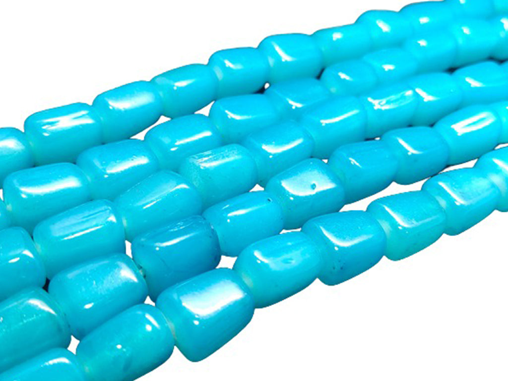 Sky Blue Fire Polished Tumble Glass Beads