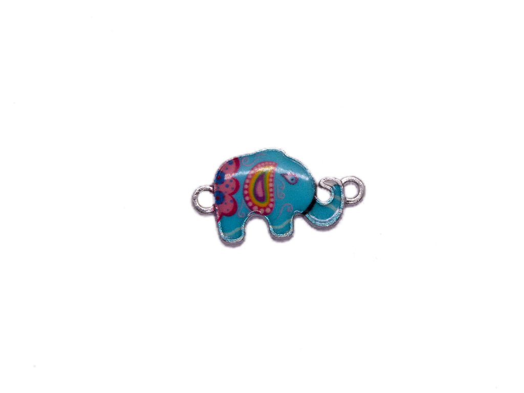 Light Blue Mutlicolour Elephant Shaped Metal Charms