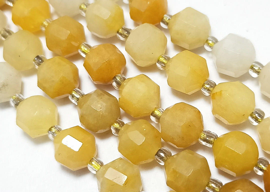 Yellow Quartz Stone Ocatagonal Beads