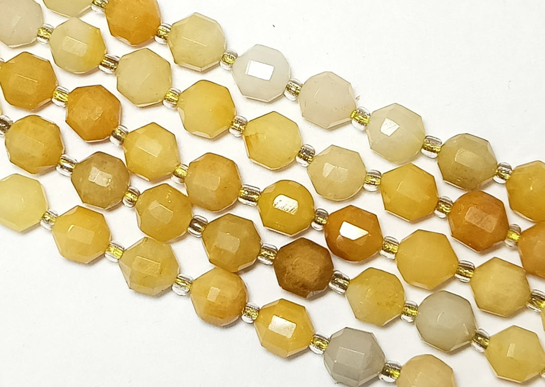 Yellow Quartz Stone Ocatagonal Beads