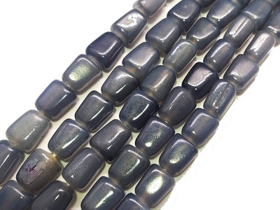 Gray Fire Polished Tumble Glass Beads