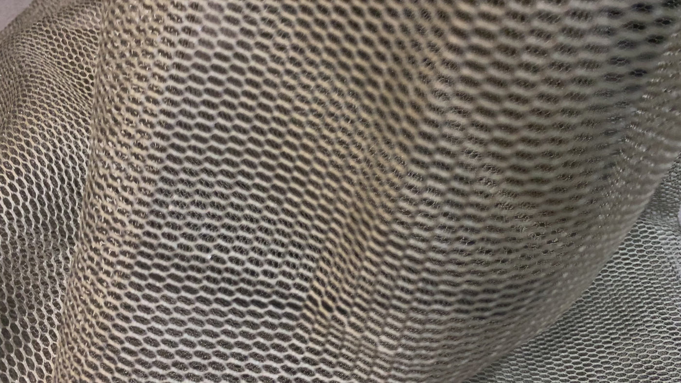 Light Golden Black Nylon Net Fabric