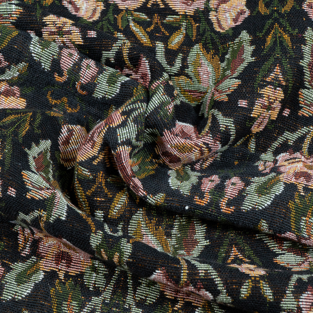 black-floral-jacquard-fabric